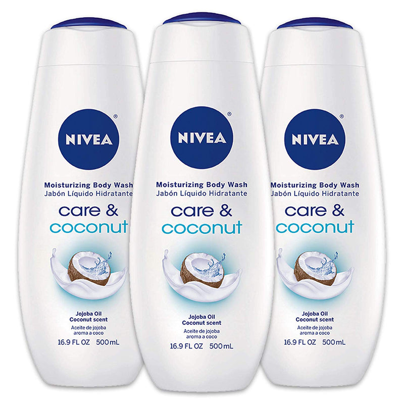 NIVEA Care & Coconut Moisturizing Body Wash - 16.9 fl. oz. Bottle (Pack of 3) Via Amazon