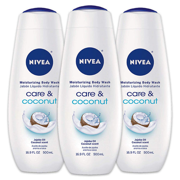 NIVEA Care & Coconut Moisturizing Body Wash - 16.9 fl. oz. Bottle (Pack of 3) Via Amazon