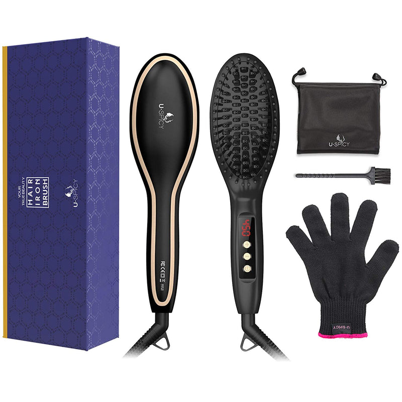 Hair Straightening Brush Anti Frizz, Adjustable Temperature Via Amazon