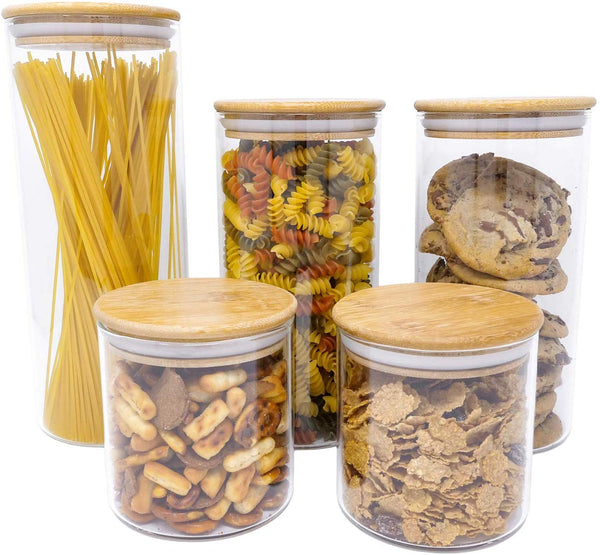 5 PC Airtight Glass Food Storage Jars Set Via Amazon