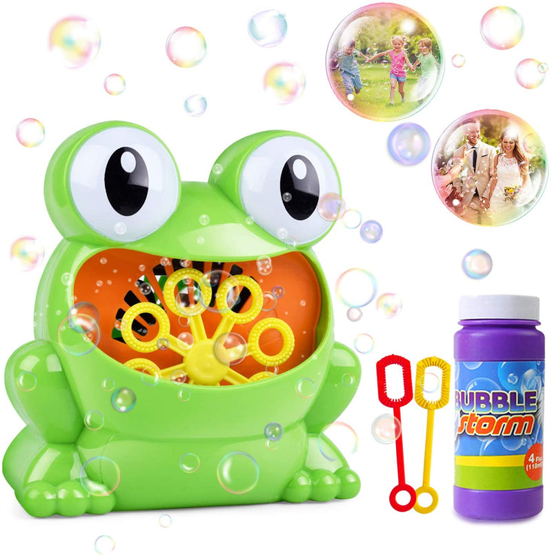 Kids Bubble Machine with Bottle Solution & 2 Hand Bubble Wands Via Amazon