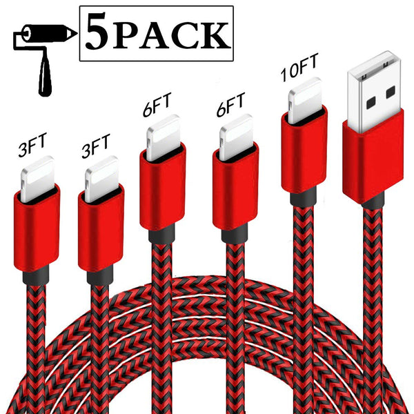 iPhone Charger, 5Pack 2x3Ft 2x6Ft 10Ft  Via Amazon