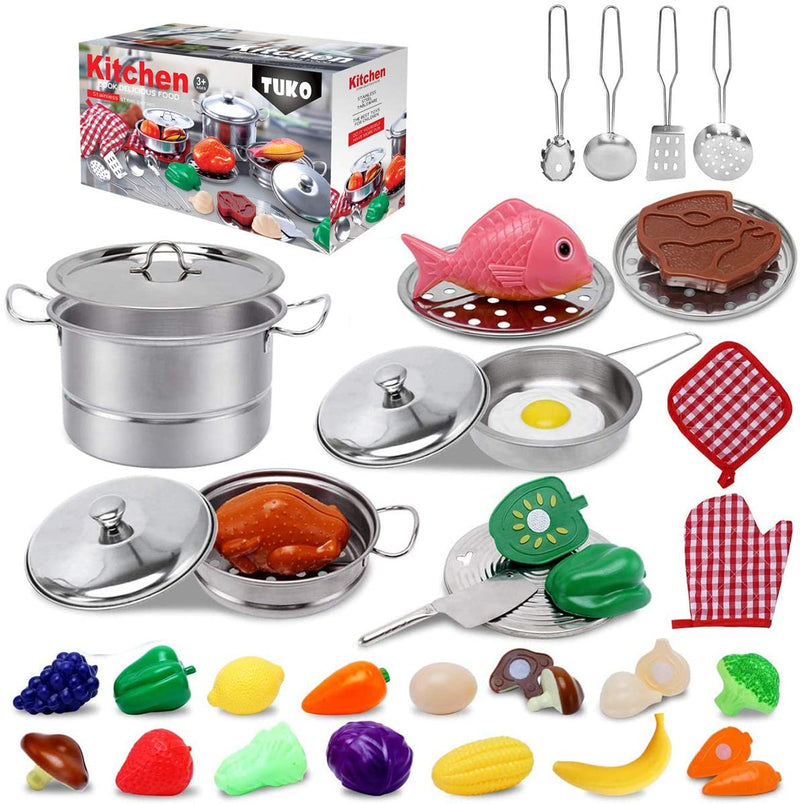 36 Pcs Pretend Kitchen Toys Set for Kids Via Amazon