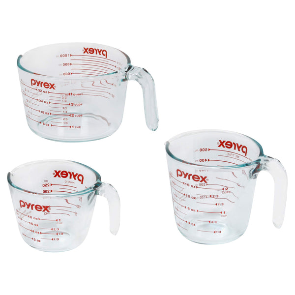 Pyrex Measuring Cups, 3-Piece, Clear Via Amazon