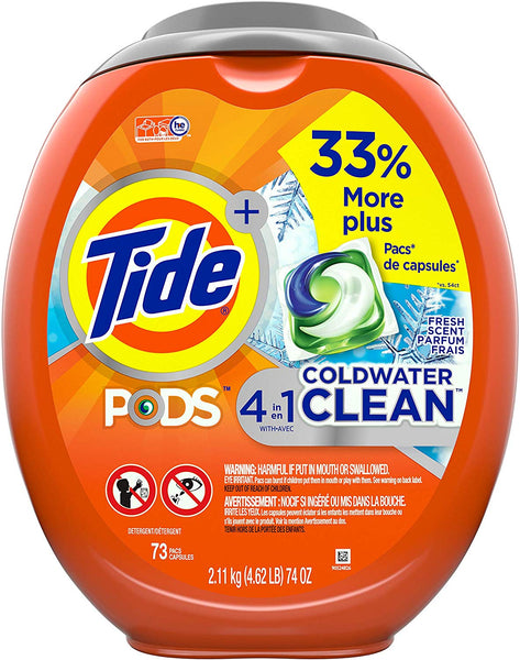 73-Count Tide Pods Coldwater Clean Liquid Laundry Detergent Pacs