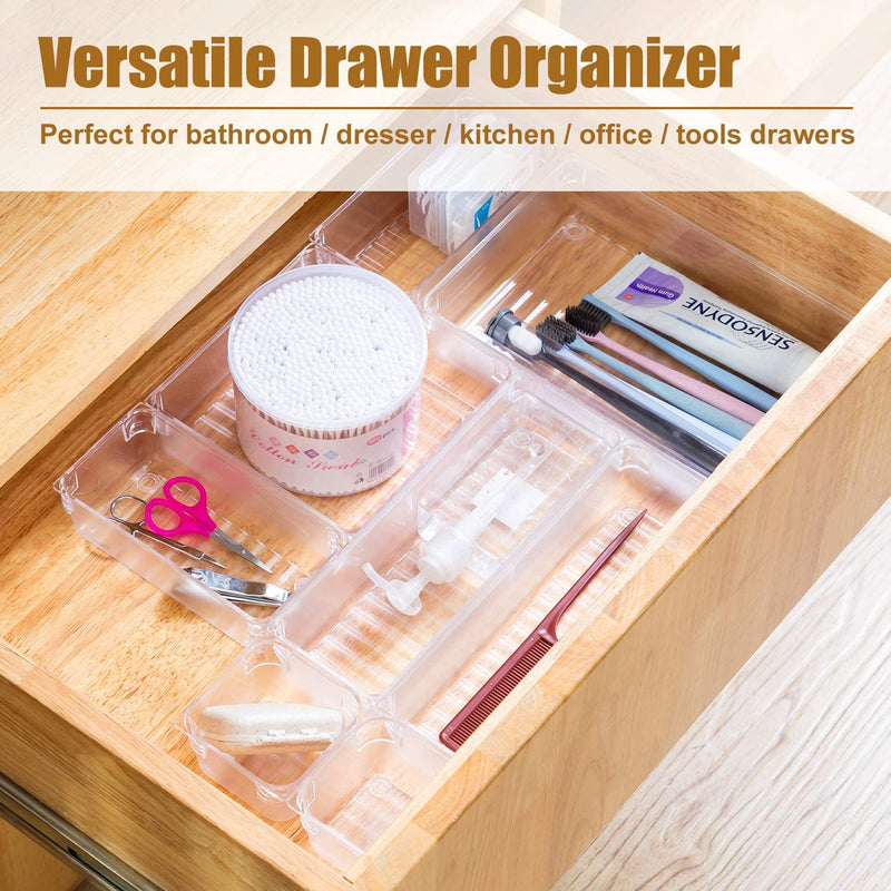 11 Pack, 5-Size Clear Plastic Drawer Organizer Containers, Via Amazon