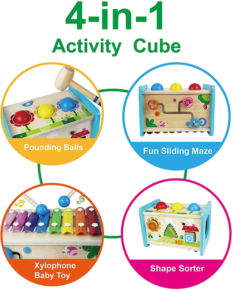 Educational Wooden 4 in 1 Activity Cube Via Amazon