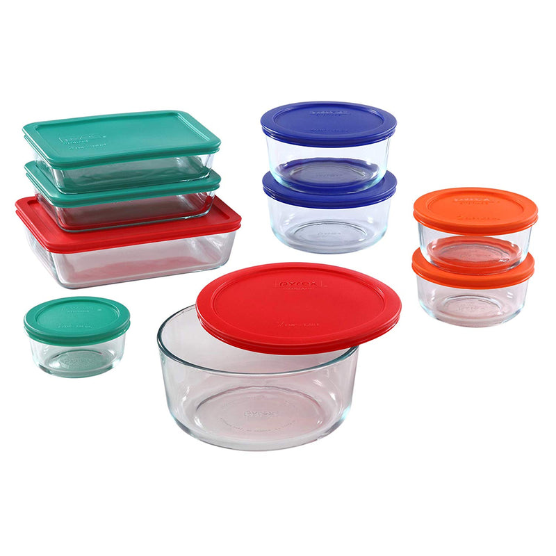 Pyrex Simply Store Glass Rectangular and Round Food Container Set 18-Piece Via Amazon