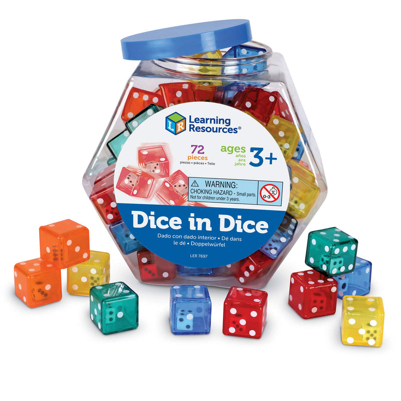 Learning Resources Dice In Dice Bucket, Math Toy, Manipulative, Set of 72 Via Amazon