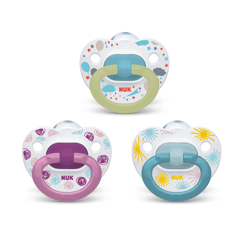 NUK Orthodontic Pacifier Value Pack, Girl, 0-6 Months (Pack of 3) Via Amazon