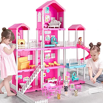 4-Story 10 Rooms Dollhouse with Accessories Via Amazon