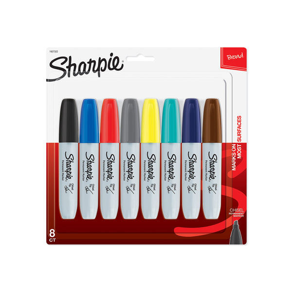 Sharpie Permanent Markers, Broad, Chisel Tip, 8-Pack Via Amazon