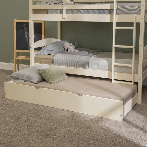 WE Furniture Solid Wood Twin Trundle Kids Bed Frame With Wheels, Via Amazon