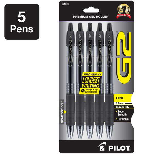 PILOT G2 Premium Refillable & Retractable Rolling Ball Gel Pens 5-Pack Via Amazon