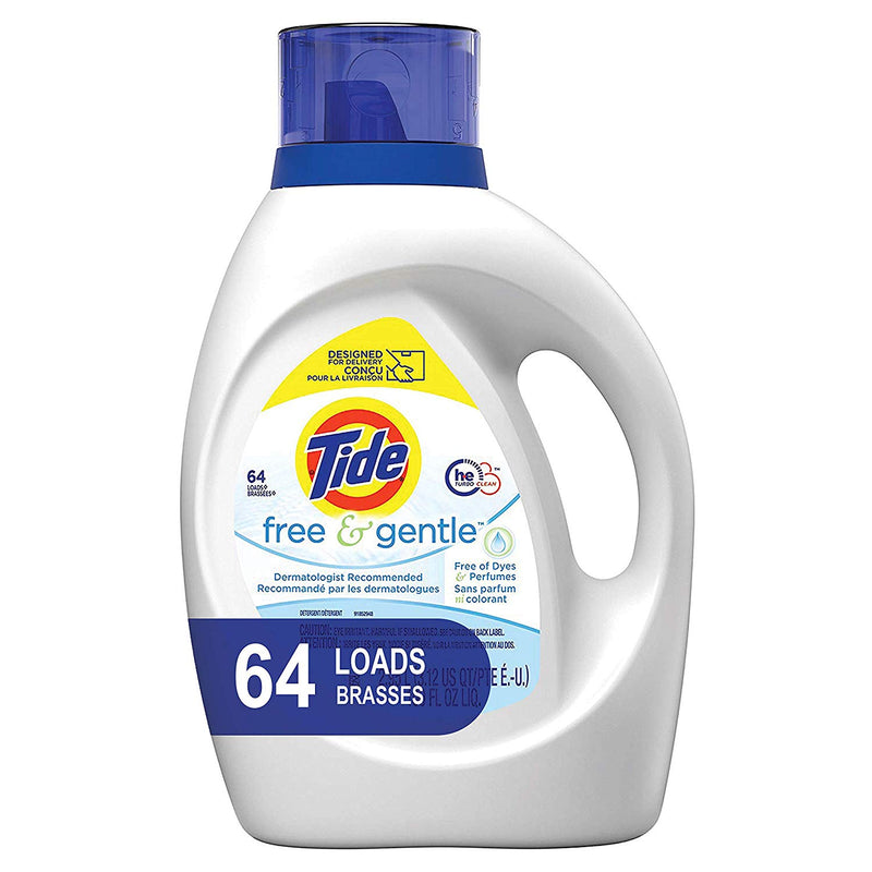 3 Pack Tide Free and Gentle HE Laundry Detergent Liquid, 100 oz, 64 Loads, Unscented and Hypoallergenic Via Amazon