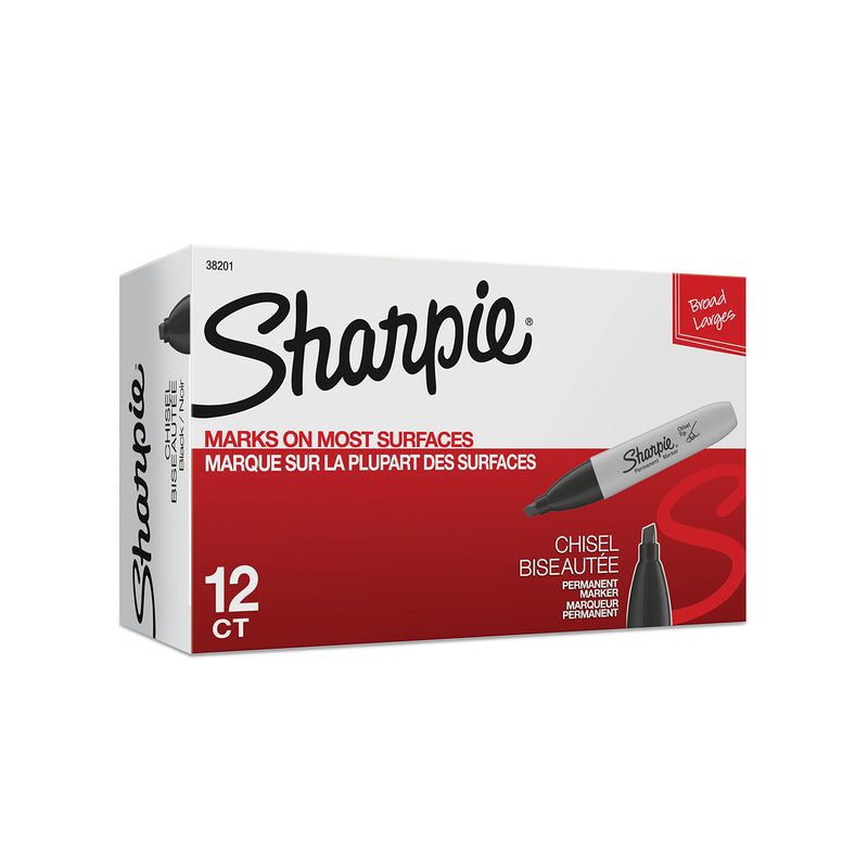 Sharpie Chisel Tip Permanent Markers; Permanent Ink Pack of 12 Via Amazon