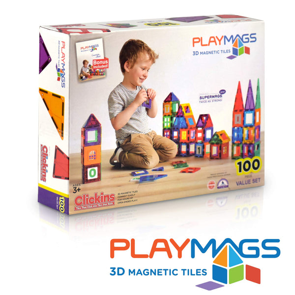 100 Piece Playmags 3D Magnetic Toy Blocks Via Amazon