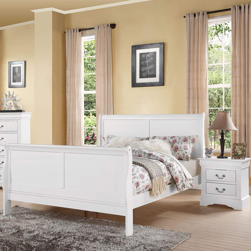 Acme Furniture Louis Philippe III Queen Sleigh Bed in White Via Amazon