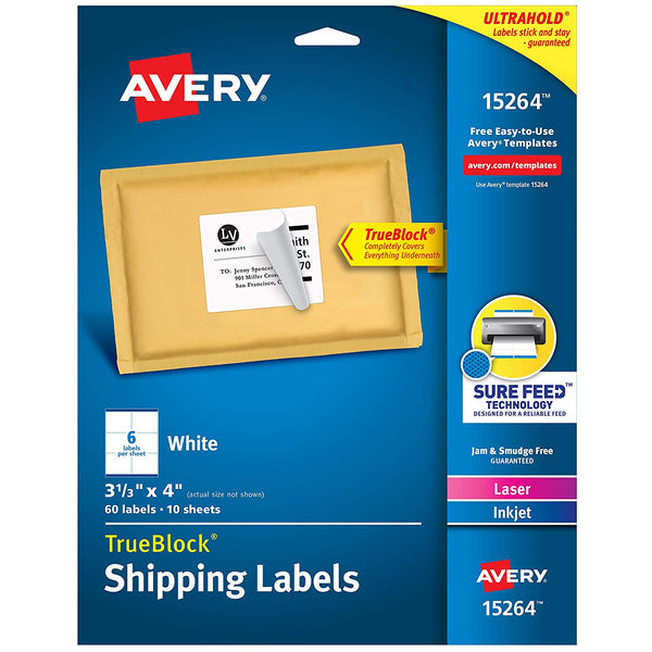 Avery Shipping Address Labels, Laser & Inkjet Printers, 60 Labels Via Amazon