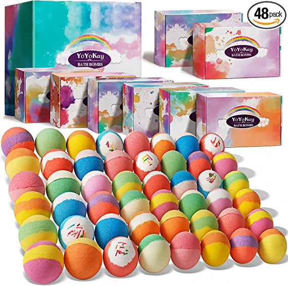 48 Bath Bombs with All Natural Essential Oils Gift Set Via Amazon