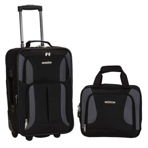 Rockland Luggage 2 Piece Set, Black/Gray, 19" + 14" Via Amazon