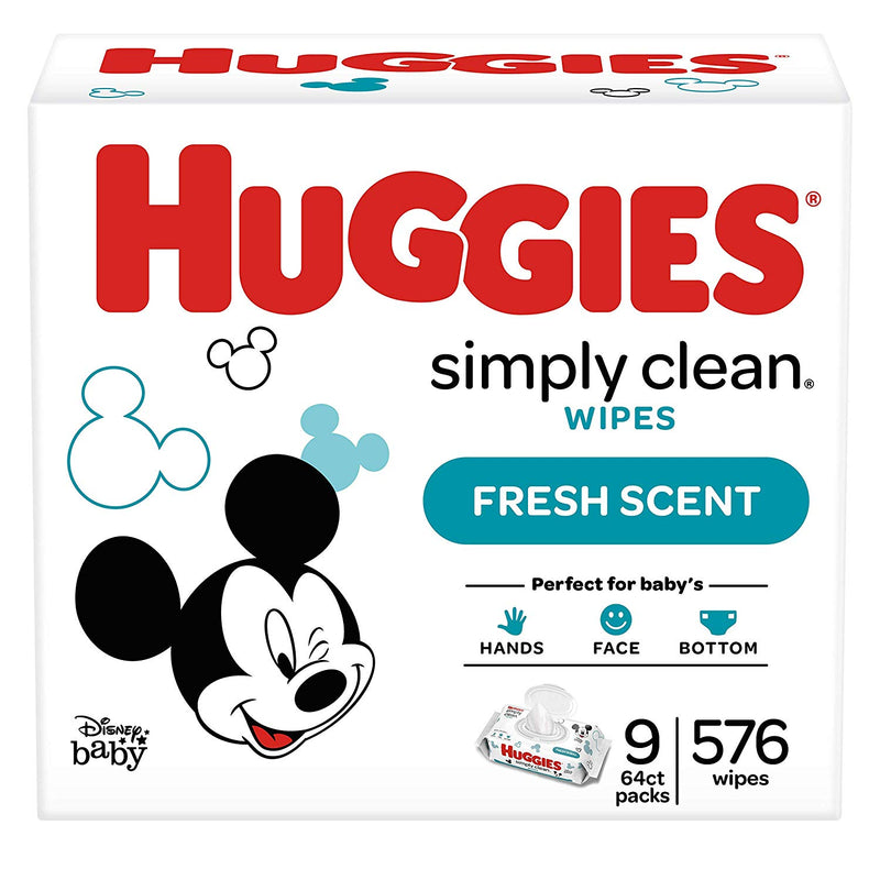 2 Boxes HUGGIES Simply Clean Fresh Scented Baby Wipes Soft Pack, 576 Count Via Amazon