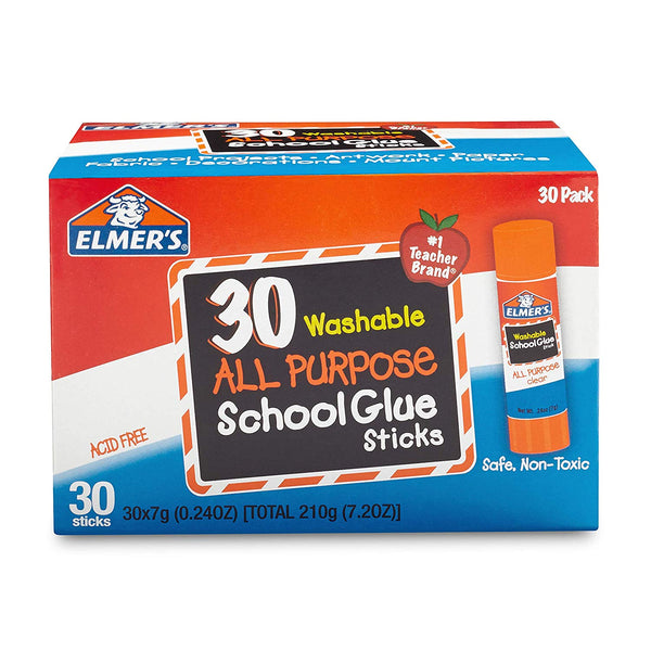 30-Pack Elmer's All Purpose School Glue Sticks Washable Via Amazon