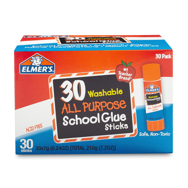 Elmer's All Purpose School Glue Sticks, Washable, 30 Count Via Amazon