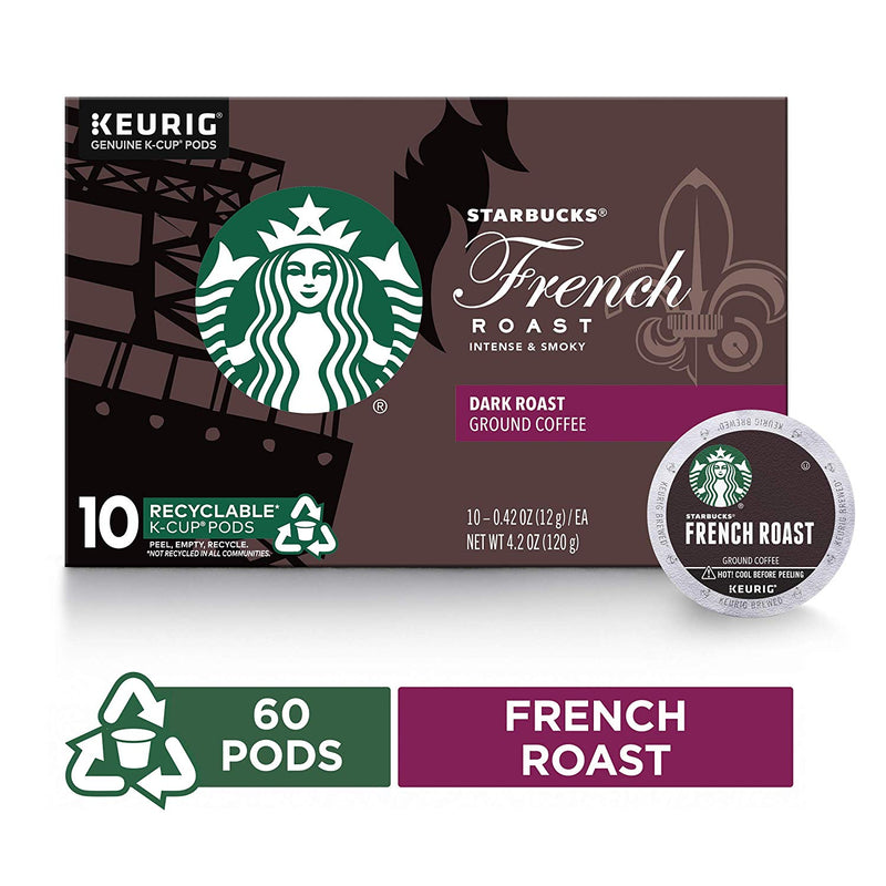 Starbucks French Roast Dark Roast Single Cup Coffee for Keurig Brewers, 60 Total K-Cup Pods