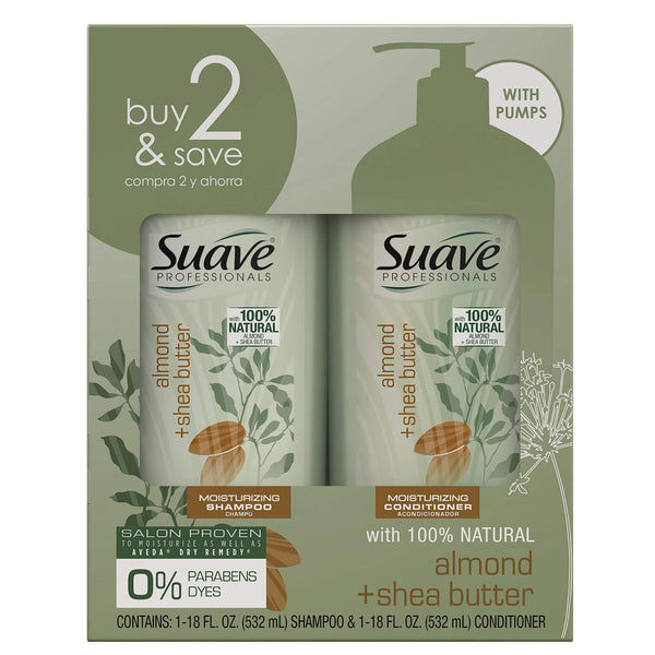 SUAVE HAIR Professionals Almond + Shea Butter Moisturizing Shampoo And Conditioner, 36 Fl Oz Via Amazon