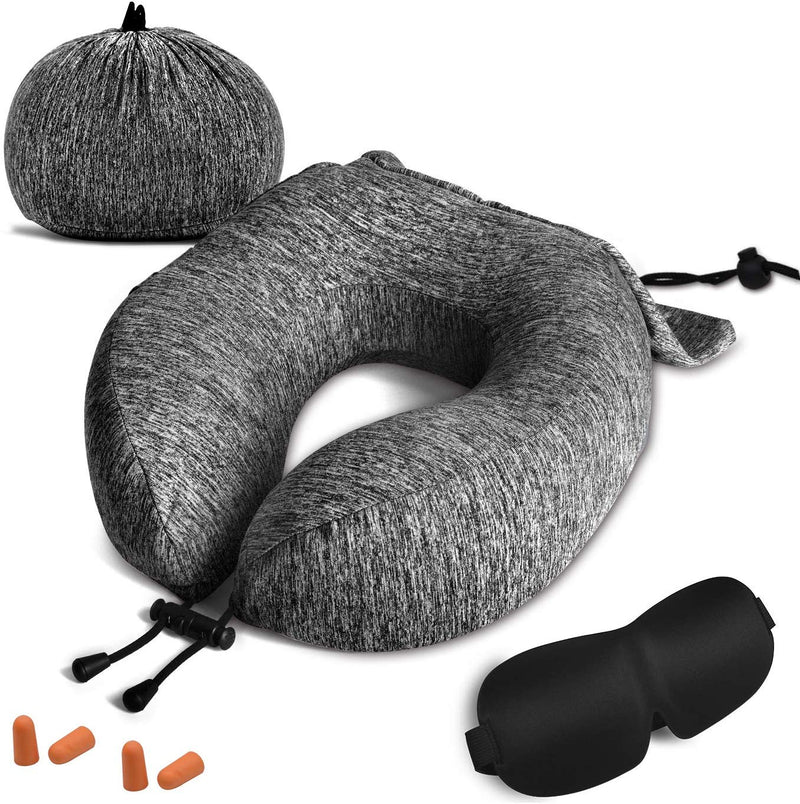 Travel Pillow, Travel Kit with Sleep Mask, 2 Earplugs Via Amazon