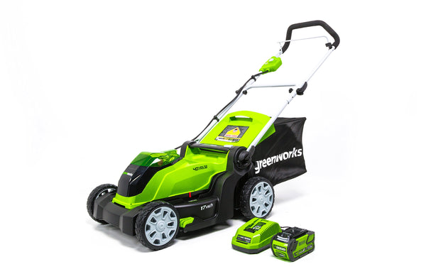 Greenworks 17-Inch 40V Cordless Lawn Mower, AH Battery Included Via Amazon