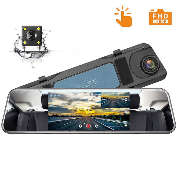 Backup Camera 1080P Mirror Dash Cam 5 inch Touch Screen Via Amazon