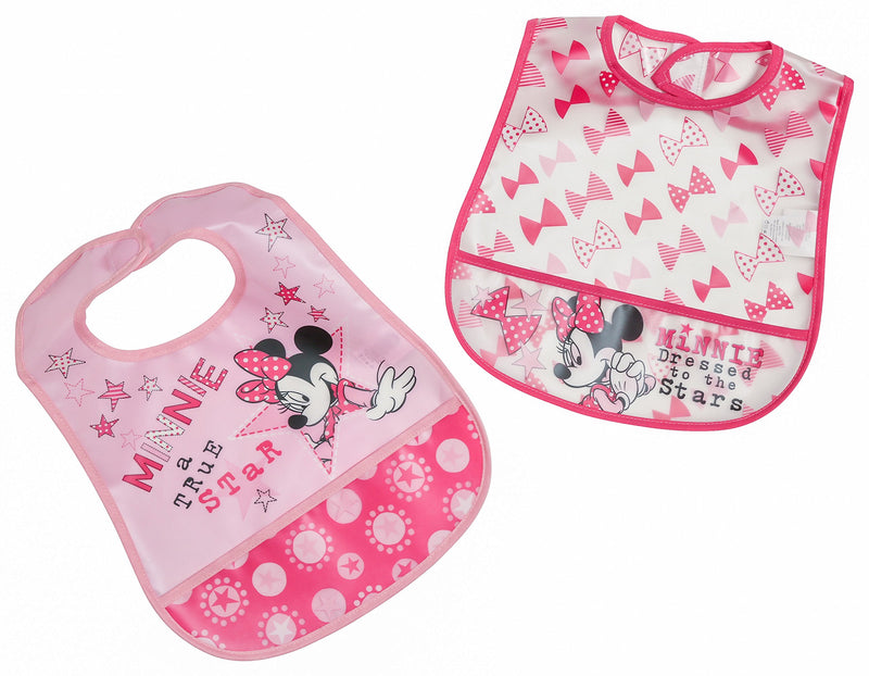 Disney Minnie Mouse 2 Piece Printed Frosted Water Proof Peva Bib Via Amazon