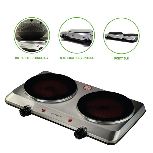 Ovente Electric Glass Infrared Countertop Burner 7.5 Inch Double Plates Via Amazon