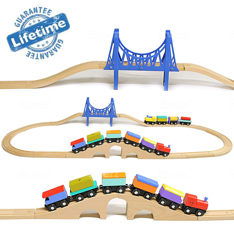 Wooden Magnetic Train Cars Railroad Tracks for Kids, (Compatible With All Major brands) Via Amazon