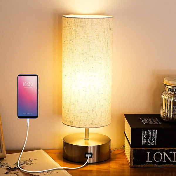 Touch Control Table Lamp Bedside with USB Charging Port Via Amazon