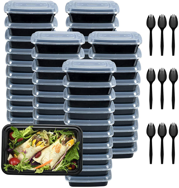 50 Plastic Meal Prep Containers 28oz Via Amazon