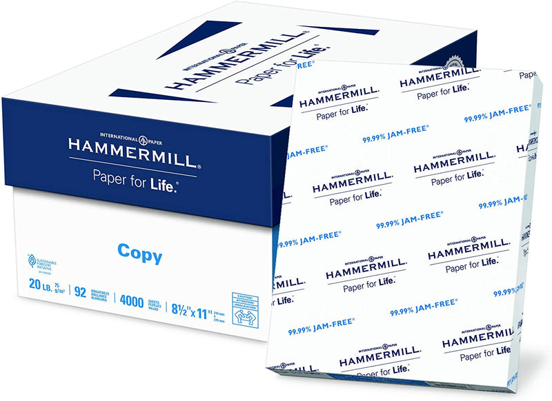 Hammermill Paper, Copy Paper, 8.5 x 11, 4,000 Sheets Via Amazon
