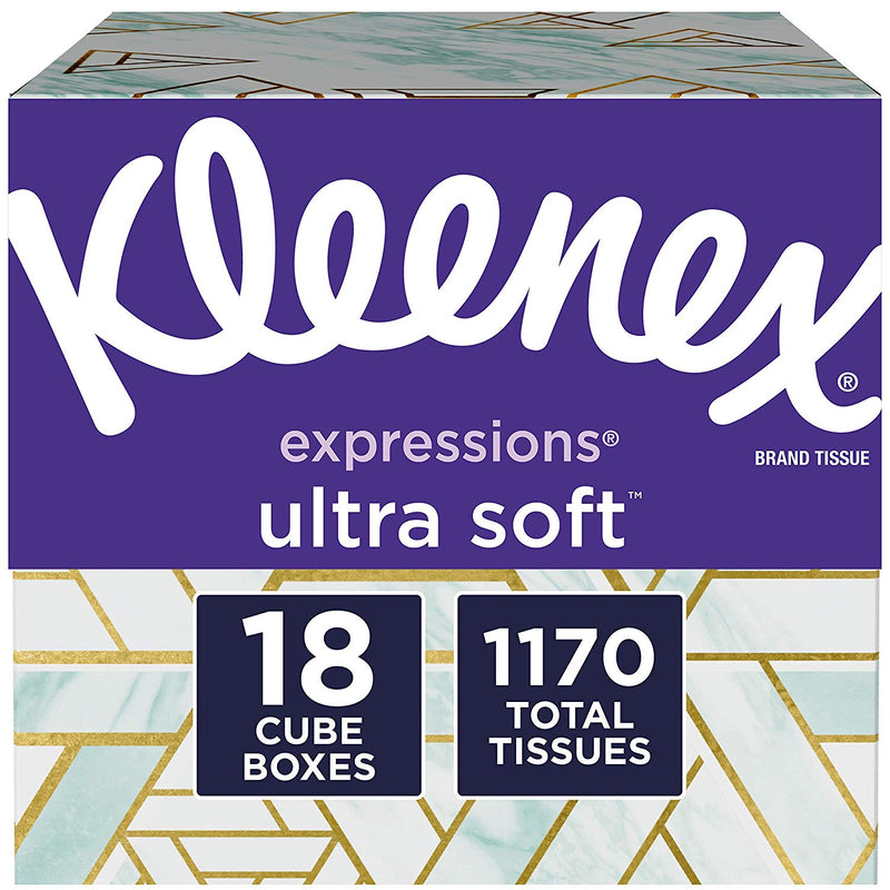 18 Cube Boxes Of Kleenex Expressions Ultra Soft Facial Tissues Via Amazon