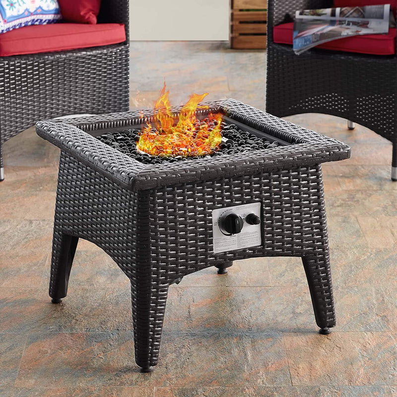 Modway Vivacity Wicker Rattan Square Propane Gas Fire Pit Table Via Amazon