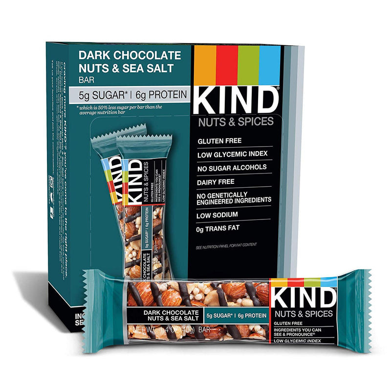 12-Count KIND Bars Dark Chocolate Nuts & Sea Salt, 1.4oz Via Amazon