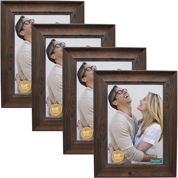 4 Pack Brown Wood Picture Frames 4x6 or 5x7 Via Amazon