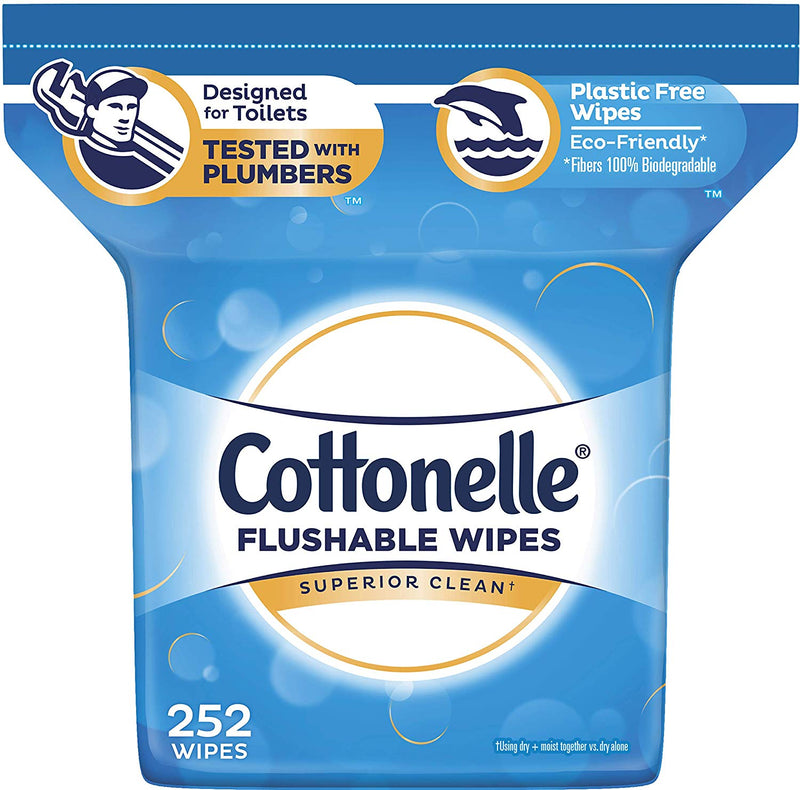 Cottonelle FreshCare Flushable Wipes, Alcohol Free, 252 Wet Wipes per Pack Via Amazon