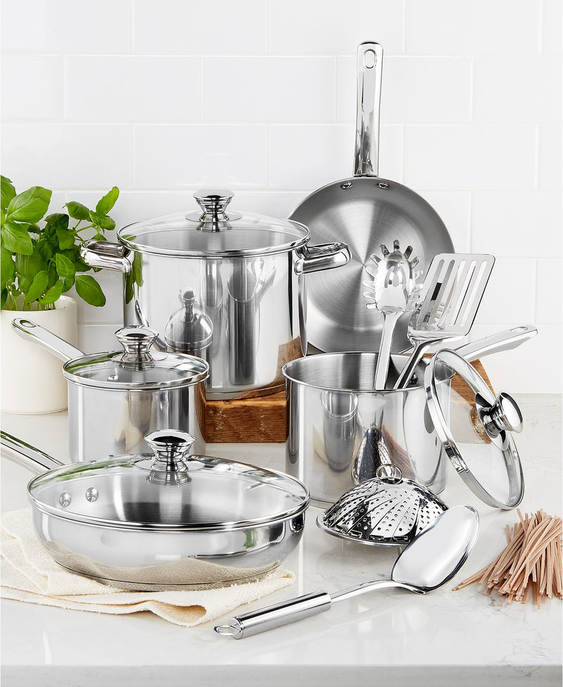 Stainless Steel 13-Pc. Cookware Set Via Macys