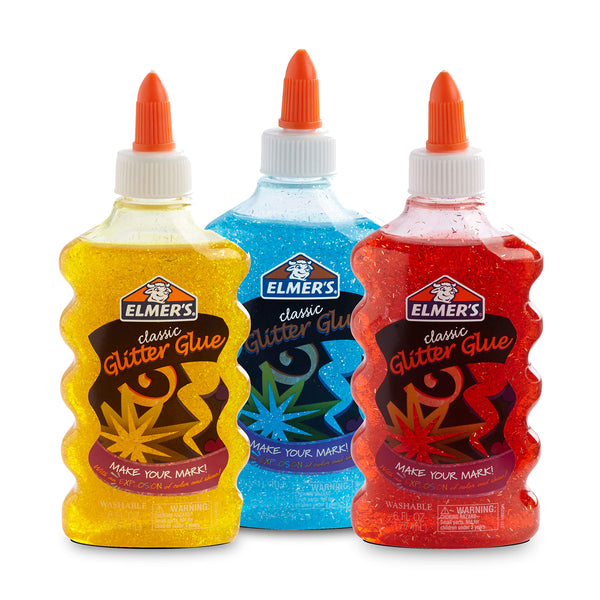 3 Elmer's Classic Glitter Glue, 6 Ounces, Assorted Primary Colors, Via Amazon