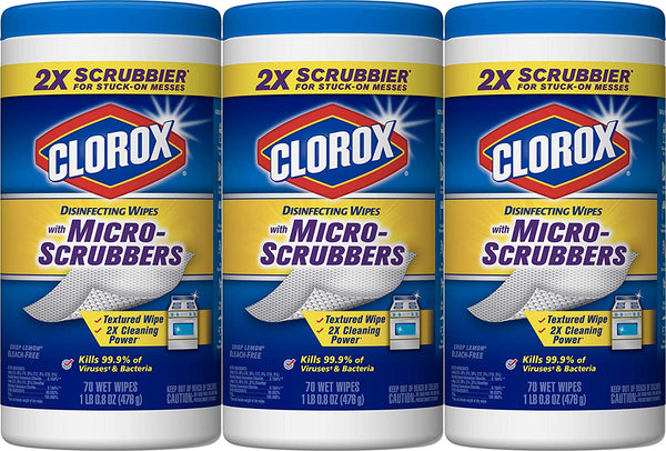 3 Pack Clorox Disinfecting Wipes with Micro-Scrubbers, Bleach Free Via Amazon