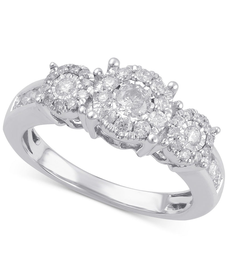 Diamond Three Stone Engagement Ring in 14k Gold, White Gold or Rose Gold Via Macys