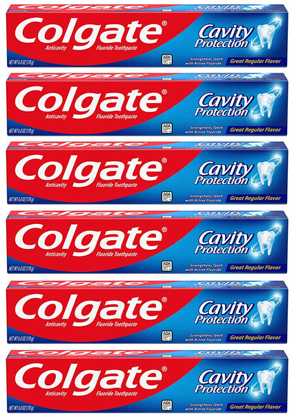 Colgate Cavity Protection Toothpaste with Fluoride - 6 Ounce (Pack of 6) Via Amazon