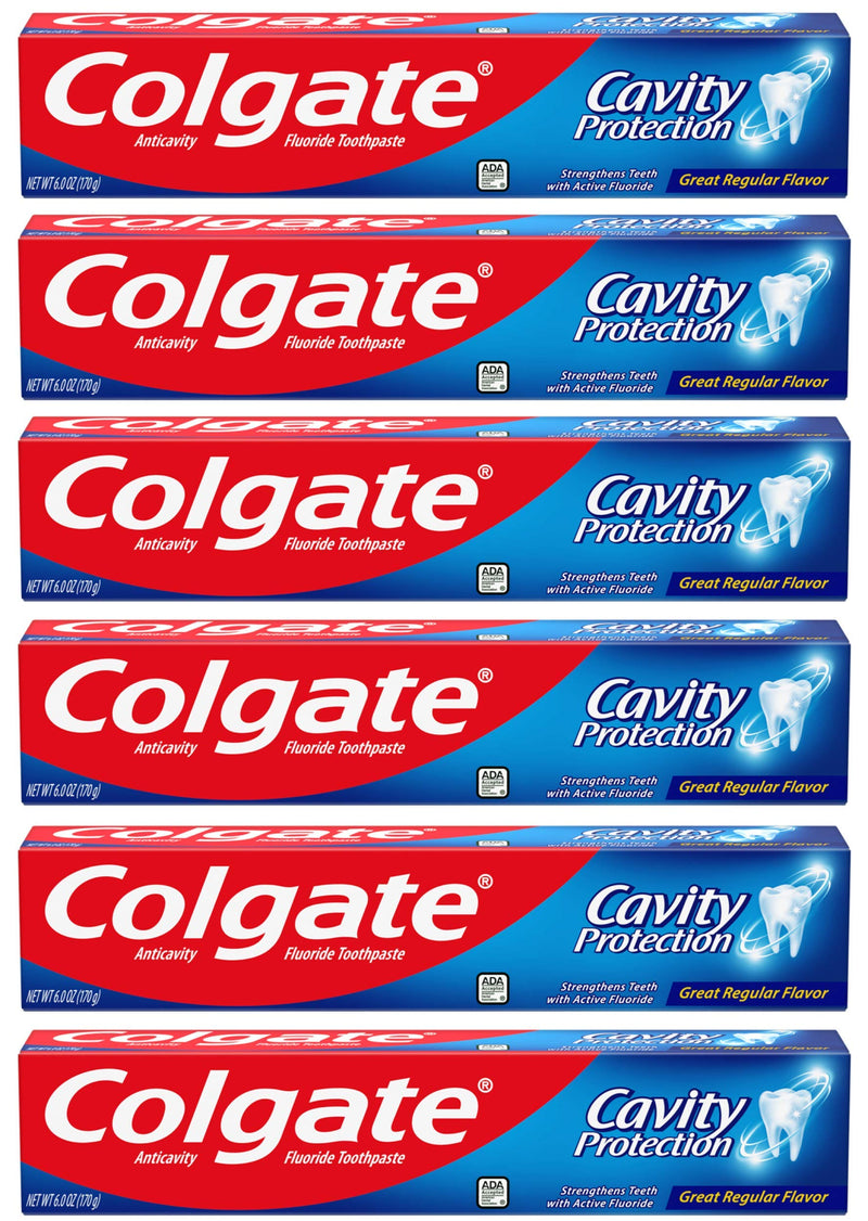 Colgate Cavity Protection Toothpaste with Fluoride - 6 Ounce (Pack of 6)